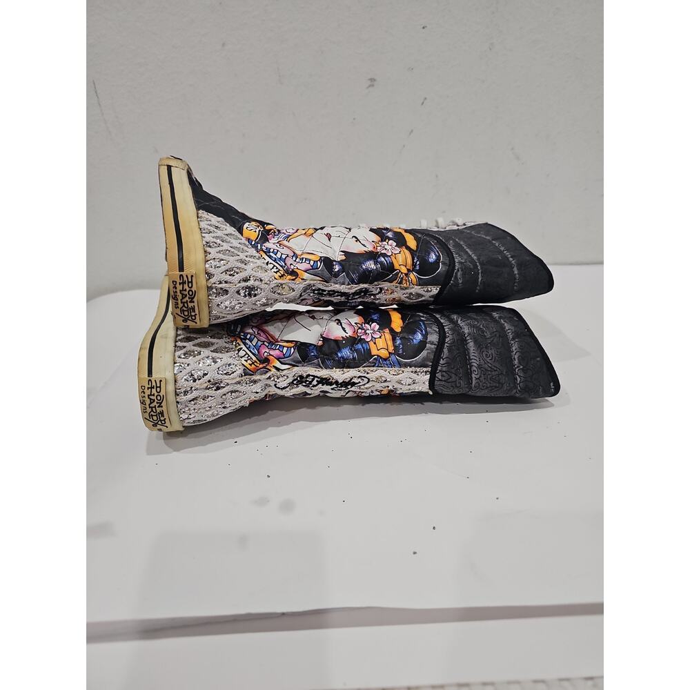 Ed Hardy Hi Top Sneakers Size 7 Japanese Print - Picture 8 of 12